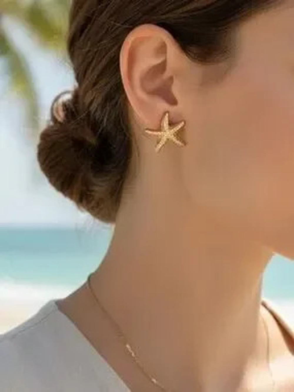 Anthropologie Gold Starfish Stud Earrings